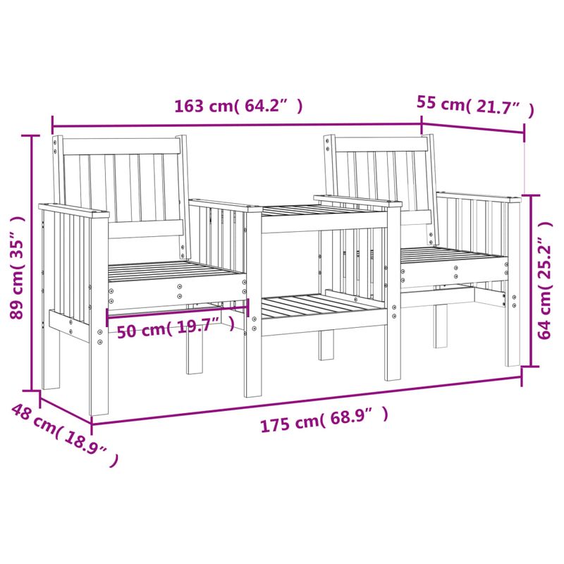 Casa si Gradina - Gradina si terasa - Mobilier exterior - Bancute de gradina - Banca de gradina cu masa 2 locuri, lemn masiv de pin - Infinity.ro