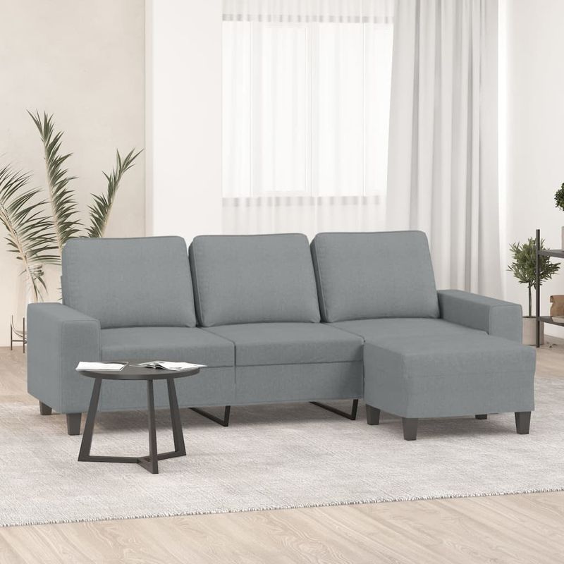 Casa si Gradina - Mobilier - Canapele si coltare - Canapele - Canapea cu 3 locuri si taburet, gri deschis, 180 cm, textil - Infinity.ro