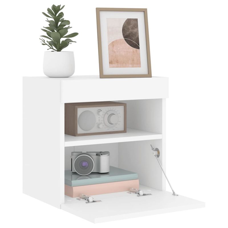 Casa si Gradina - Mobilier - Comode si corpuri - Comode - Comode TV de perete cu lumini LED, 2 buc., alb, 40x30x40 cm - Infinity.ro