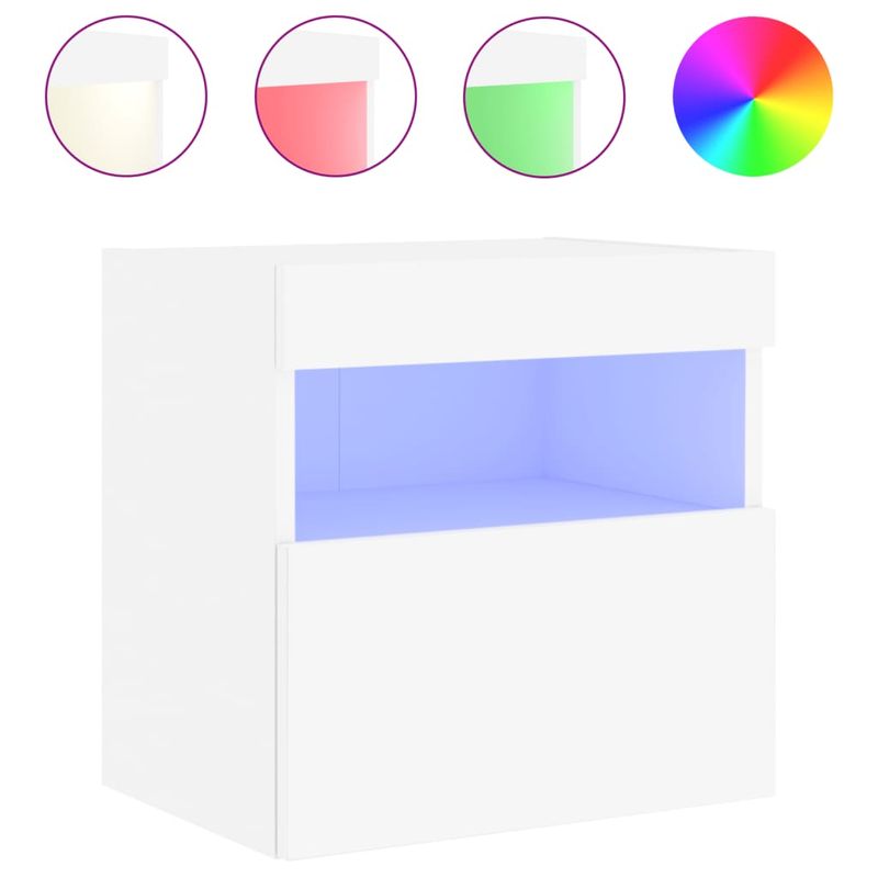 Casa si Gradina - Mobilier - Comode si corpuri - Comode - Comode TV de perete cu lumini LED, 2 buc., alb, 40x30x40 cm - Infinity.ro
