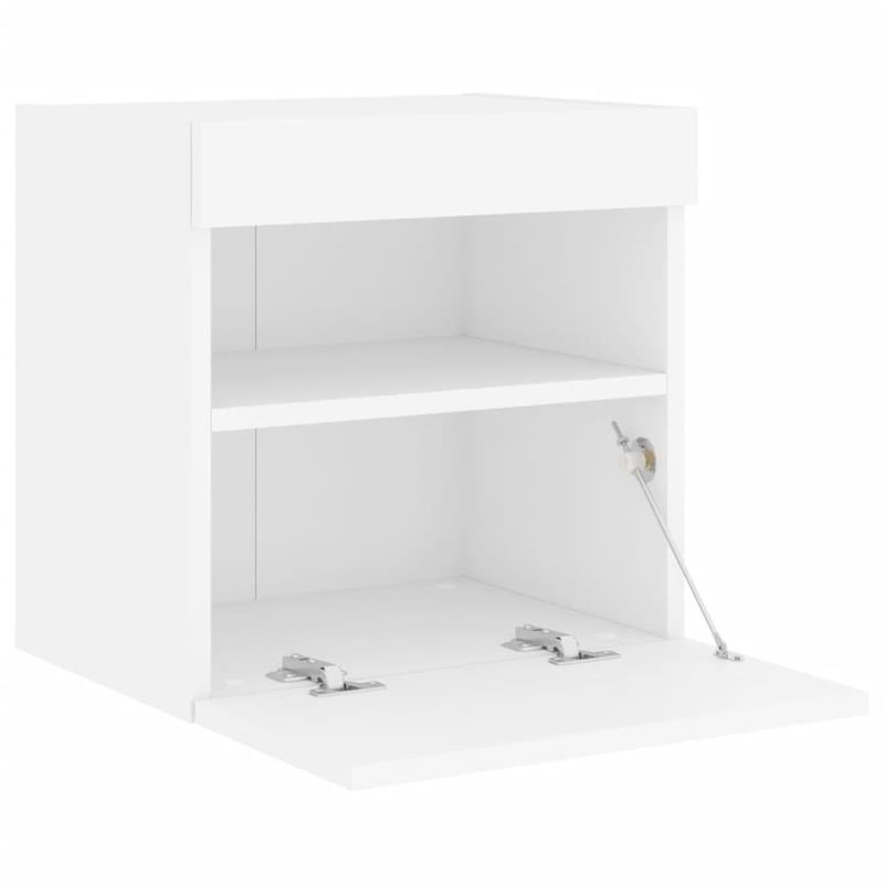 Casa si Gradina - Mobilier - Comode si corpuri - Comode - Comode TV de perete cu lumini LED, 2 buc., alb, 40x30x40 cm - Infinity.ro