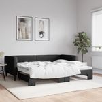 Casa si Gradina - Mobilier - Paturi si accesorii - Paturi - Pat de zi cu extensie, negru, 90x190 cm, textil - Infinity.ro