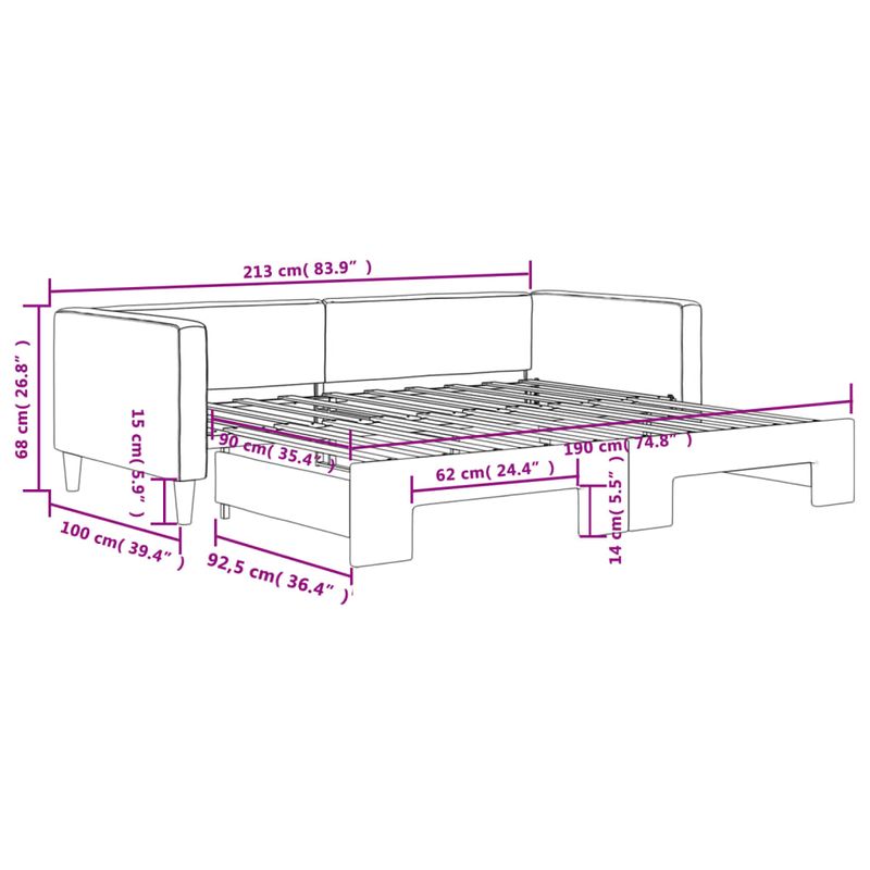 Casa si Gradina - Mobilier - Paturi si accesorii - Paturi - Pat de zi cu extensie, negru, 90x190 cm, textil - Infinity.ro