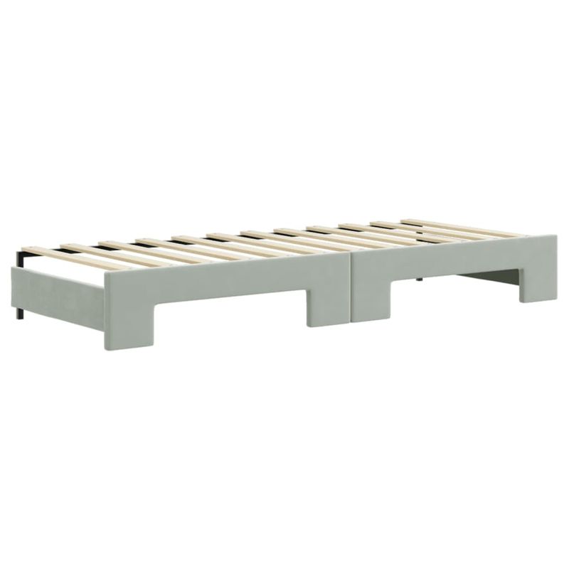Casa si Gradina - Mobilier - Paturi si accesorii - Paturi - Pat de zi cu extensie si sertare, gri deschis 80x200 cm catifea - Infinity.ro