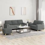 Casa si Gradina - Mobilier - Seturi de mobilier - Seturi living - Set de canapele cu perne, 3 piese, gri inchis, textil - Infinity.ro