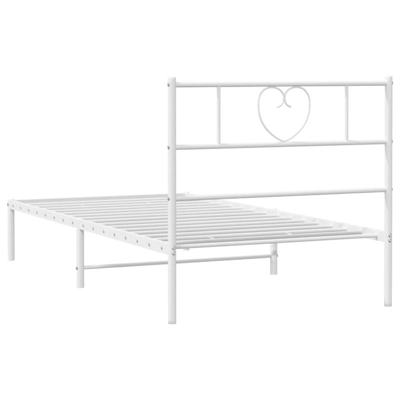 Casa si Gradina - Mobilier - Paturi si accesorii - Paturi - Cadru de pat din metal cu tablie, alb, 100x200 cm - Infinity.ro