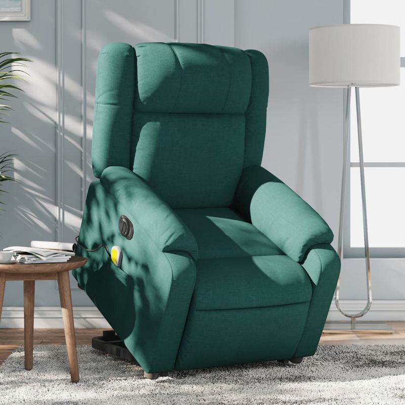 Ingrijire personala si Cosmetice - Sanatate si wellness - Articole wellness - Fotolii de masaj - Fotoliu electric masaj rabatabil / ridicare verde inchis textil - Infinity.ro