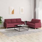 Casa si Gradina - Mobilier - Seturi de mobilier - Seturi living - Set canapea cu perne, 2 piese, rosu vin, material textil - Infinity.ro