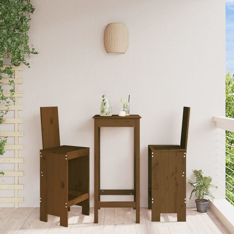 Casa si Gradina - Gradina si terasa - Mobilier exterior - Scaune si sezlonguri gradina - Scaune de bar 2 buc. maro miere 40x42x120 cm lemn masiv de pin - Infinity.ro
