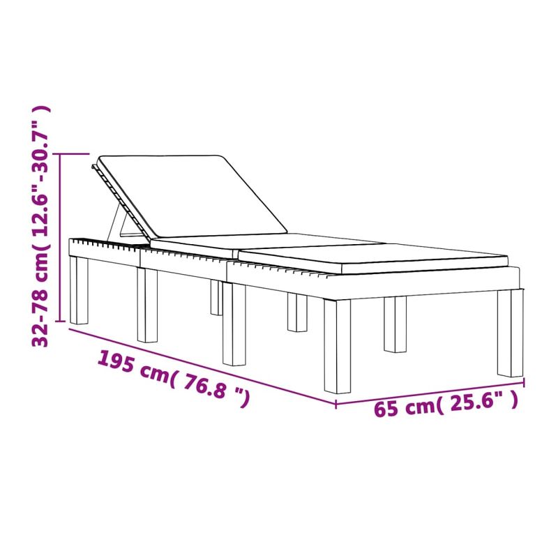 Casa si Gradina - Gradina si terasa - Mobilier exterior - Scaune si sezlonguri gradina - Sezlong cu perne, antracit, PP - Infinity.ro