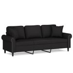 Casa si Gradina - Mobilier - Canapele si coltare - Canapele - Canapea cu 3 locuri cu pernute, negru, 180 cm, catifea - Infinity.ro