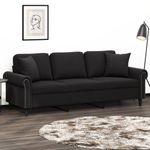 Casa si Gradina - Mobilier - Canapele si coltare - Canapele - Canapea cu 3 locuri cu pernute, negru, 180 cm, catifea - Infinity.ro