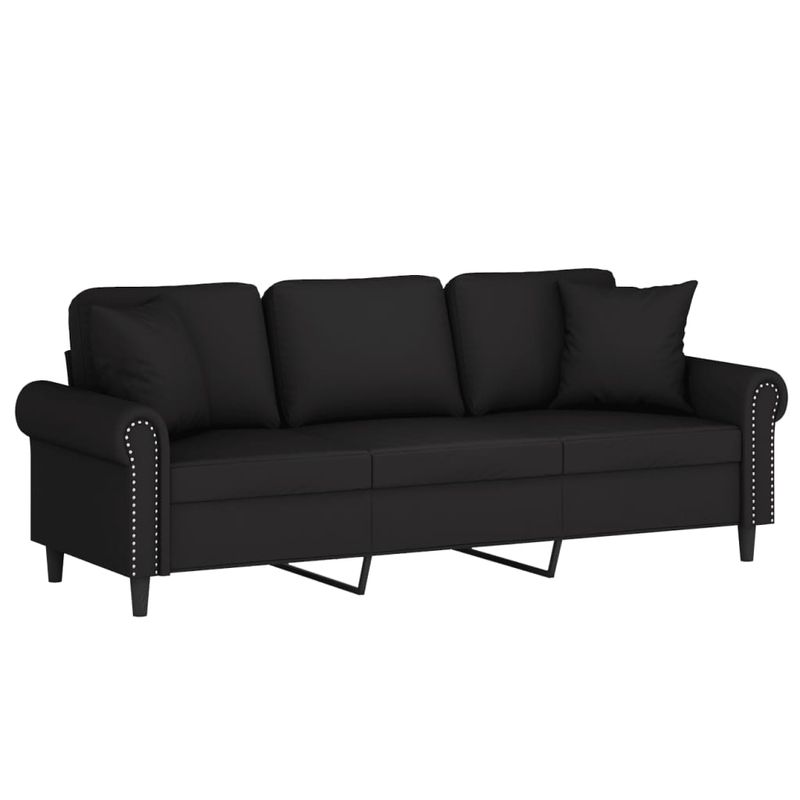 Casa si Gradina - Mobilier - Canapele si coltare - Canapele - Canapea cu 3 locuri cu pernute, negru, 180 cm, catifea - Infinity.ro