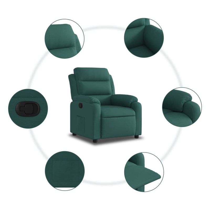 Casa si Gradina - Mobilier - Scaune si fotolii - Fotolii - Fotoliu rabatabil, verde inchis, material textil - Infinity.ro