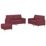 Casa si Gradina - Mobilier - Seturi de mobilier - Seturi living - Set canapea cu perne, 3 piese, rosu vin, material textil - Infinity.ro