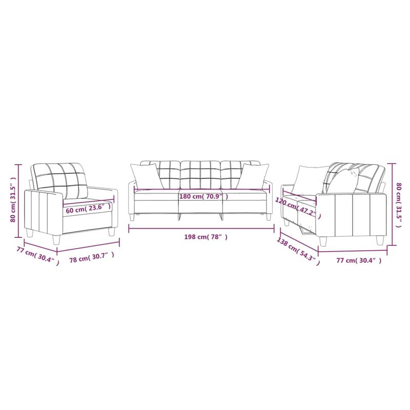 Casa si Gradina - Mobilier - Seturi de mobilier - Seturi living - Set de canapele cu perne, 3 piese, cappuccino, piele ecologica - Infinity.ro