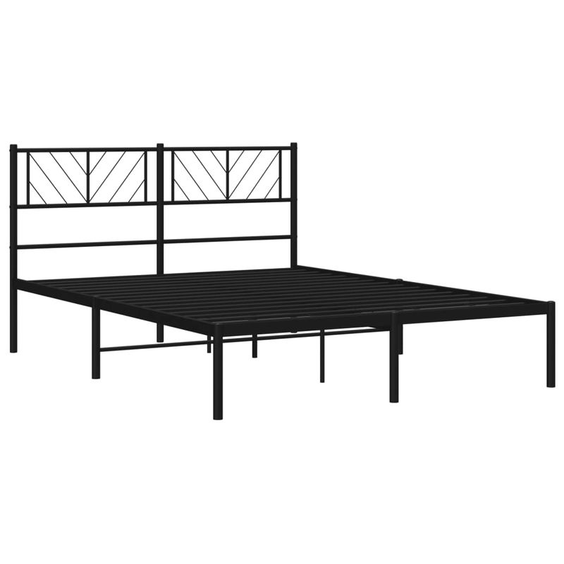 Casa si Gradina - Mobilier - Paturi si accesorii - Paturi - Cadru de pat metalic cu tablie, negru, 150x200 cm - Infinity.ro