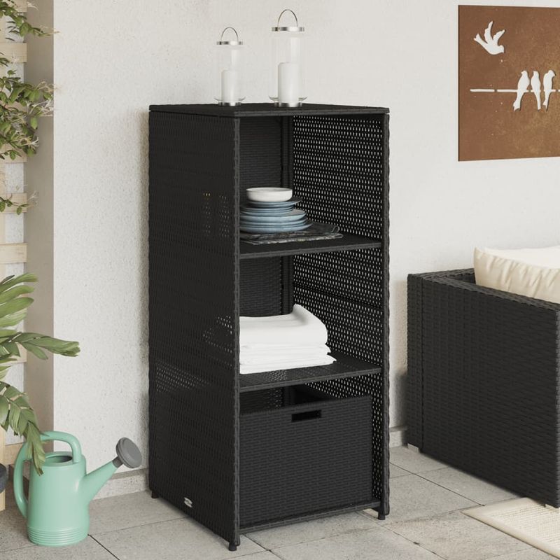 Casa si Gradina - Gradina si terasa - Mobilier exterior - Dulapuri si lazi depozitare exterior - Dulap depozitare de gradina, negru, 50x55x115 cm, poliratan - Infinity.ro