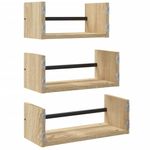 Casa si Gradina - Mobilier - Biblioteci si rafturi - Rafturi - Set rafturi perete cu bare, 3 buc, stejar sonoma lemn prelucrat - Infinity.ro