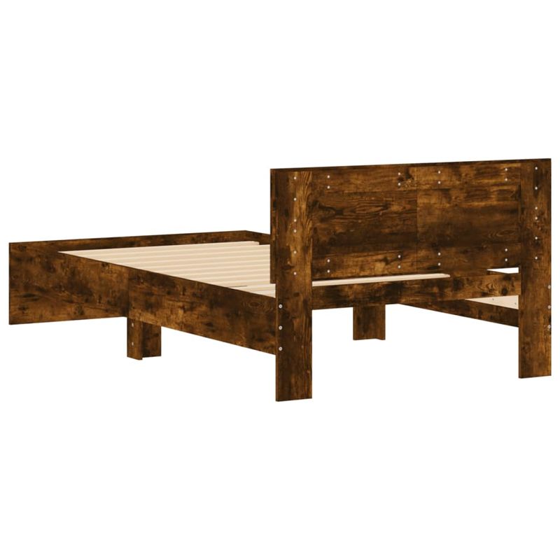 Casa si Gradina - Mobilier - Paturi si accesorii - Paturi - Cadru de pat cu tablie stejar fumuriu 100x200 cm lemn prelucrat - Infinity.ro