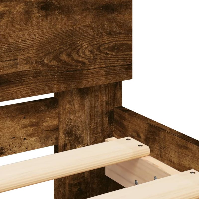 Casa si Gradina - Mobilier - Paturi si accesorii - Paturi - Cadru de pat cu tablie stejar fumuriu 100x200 cm lemn prelucrat - Infinity.ro