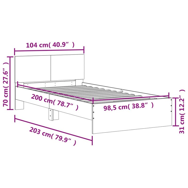 Casa si Gradina - Mobilier - Paturi si accesorii - Paturi - Cadru de pat cu tablie stejar fumuriu 100x200 cm lemn prelucrat - Infinity.ro