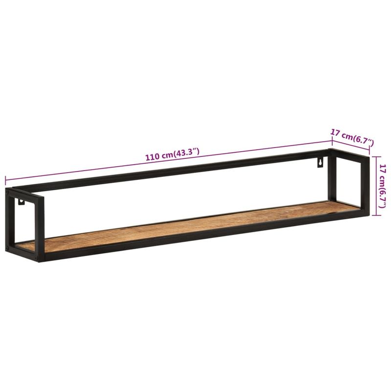 Casa si Gradina - Mobilier - Biblioteci si rafturi - Rafturi - Rafturi de perete 2 buc. 110x17x17 cm lemn masiv mango si fier - Infinity.ro