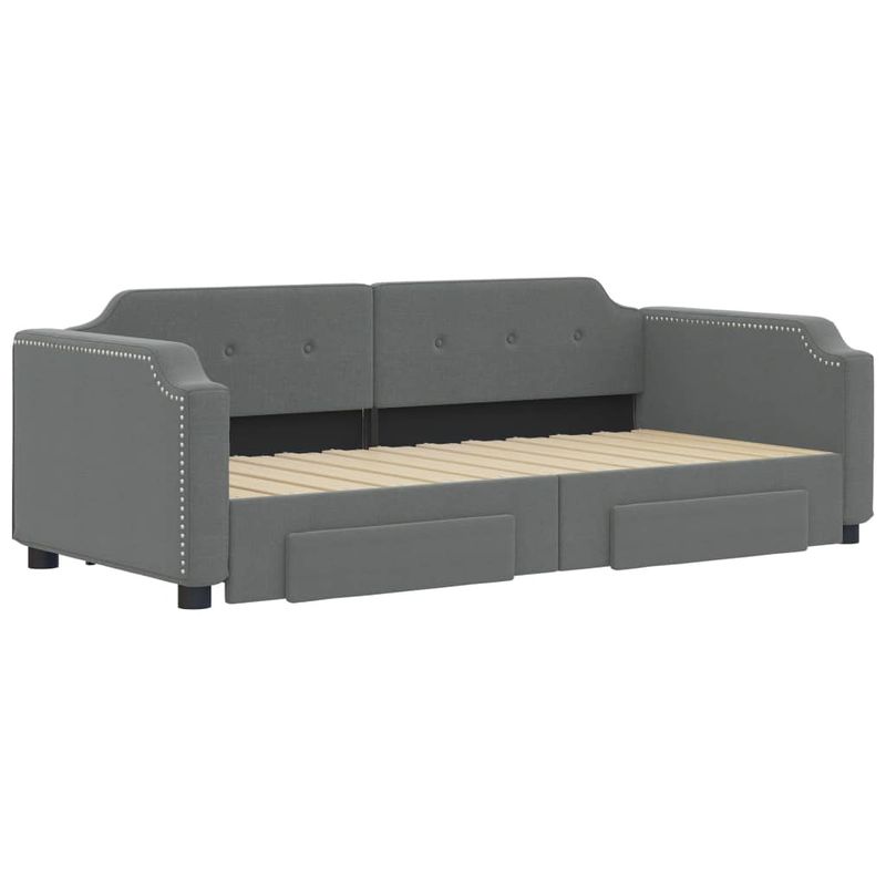 Casa si Gradina - Mobilier - Paturi si accesorii - Paturi - Pat de zi cu extensie si sertare, gri inchis, 90x200 cm textil - Infinity.ro