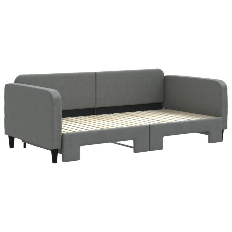Casa si Gradina - Mobilier - Paturi si accesorii - Paturi - Pat de zi cu extensie, gri inchis, 100x200 cm, textil - Infinity.ro