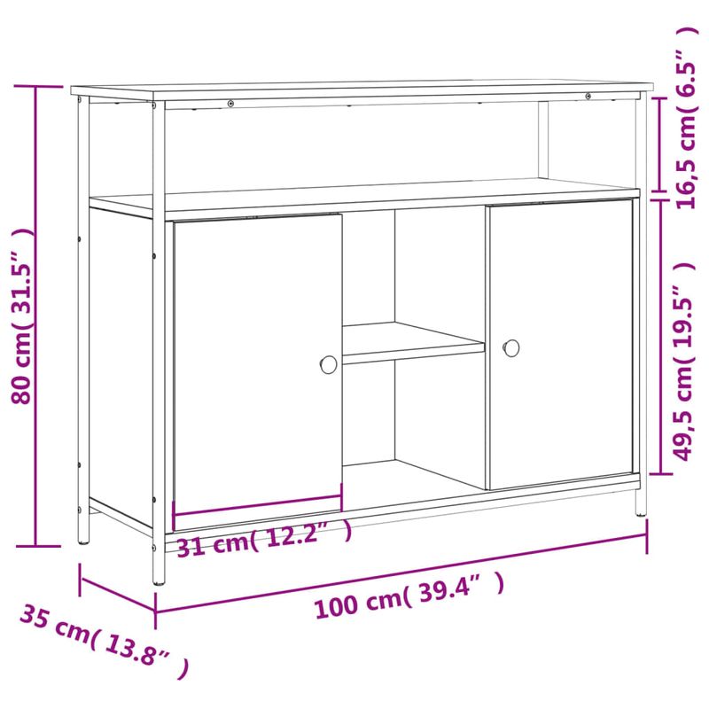 Casa si Gradina - Mobilier - Comode si corpuri - Comode - Servanta, gri sonoma, 100x35x80 cm, lemn compozit - Infinity.ro