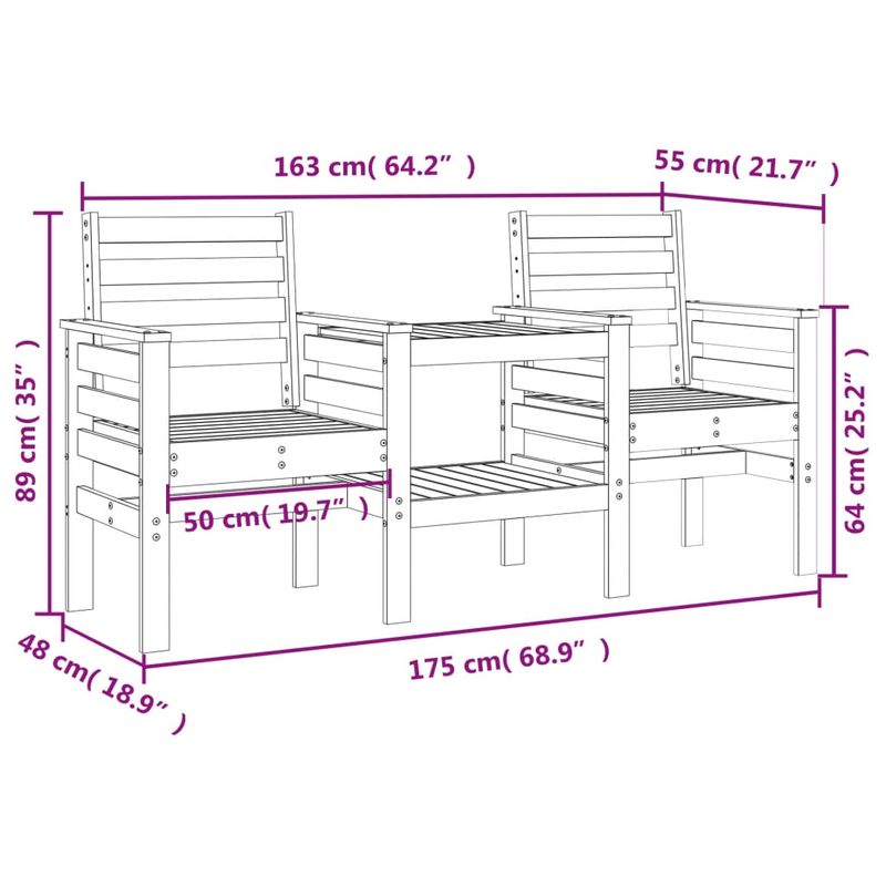 Casa si Gradina - Gradina si terasa - Mobilier exterior - Bancute de gradina - Banca de gradina cu masa 2 locuri, lemn masiv de pin - Infinity.ro