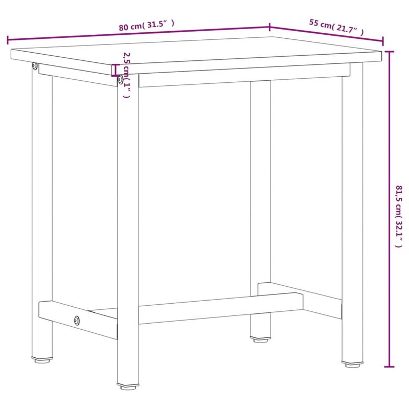 Casa si Gradina - Constructii - Scule de mana si unelte - Mese si bancuri de lucru - Banc de lucru 80x55x81,5 cm, lemn masiv de fag si metal - Infinity.ro
