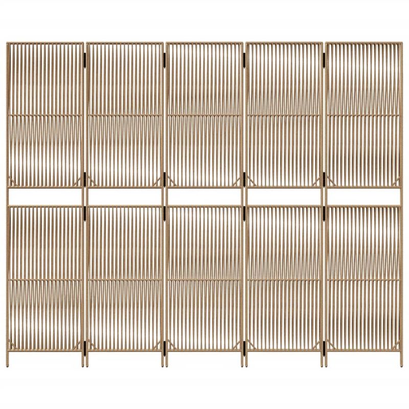Casa si Gradina - Decoratiuni - Pereti despartitori si paravane - Separator de camera cu 5 panouri, bej, poliratan, model țesătură cu linii, mărime 245x200 cm - Infinity.ro