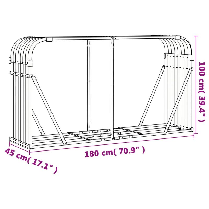 Casa si Gradina - Termice - Sobe, Seminee si accesorii - Accesorii seminee si sobe - Suport pentru busteni, maro, 180x45x100 cm, otel galvanizat - Infinity.ro