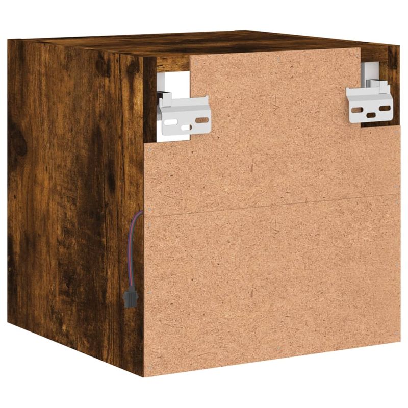 Casa si Gradina - Mobilier - Comode si corpuri - Comode - Comoda TV de perete cu lumini LED, stejar fumuriu 30x28,5x30 cm - Infinity.ro