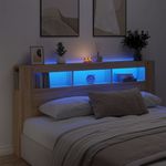 Casa si Gradina - Mobilier - Paturi si accesorii - Accesorii paturi - Tablie de pat cu LED, stejar sonoma, 200x18,5x103,5 cm, lemn - Infinity.ro