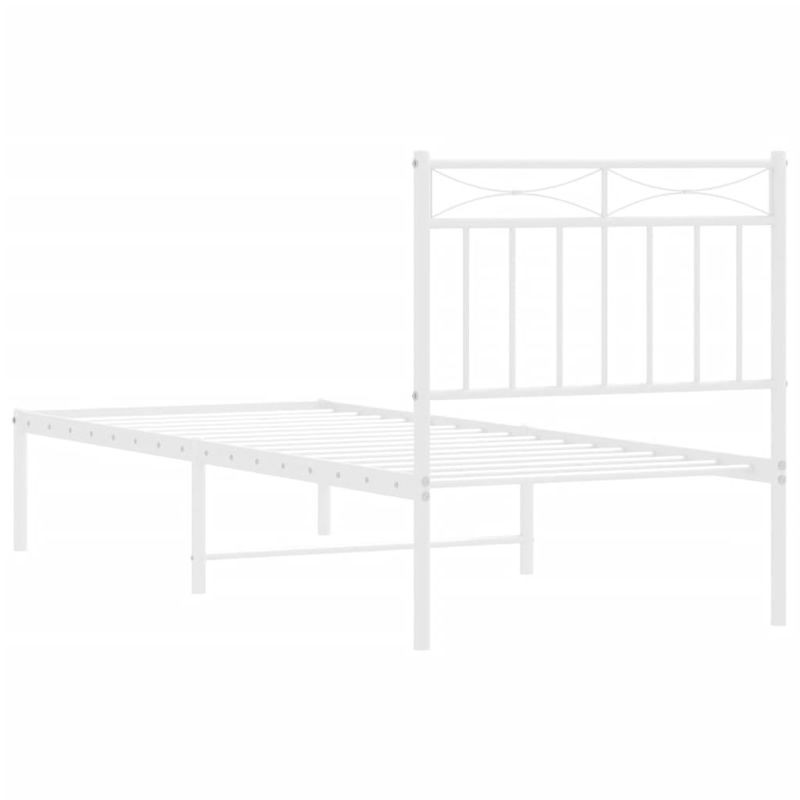 Casa si Gradina - Mobilier - Paturi si accesorii - Paturi - Cadru de pat metalic cu tablie, alb, 80x200 cm - Infinity.ro