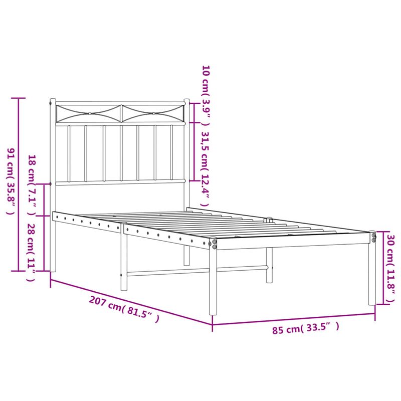 Casa si Gradina - Mobilier - Paturi si accesorii - Paturi - Cadru de pat metalic cu tablie, alb, 80x200 cm - Infinity.ro