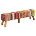 Casa si Gradina - Mobilier - Canapele si coltare - Banchete - Banca, multicolor, 160 cm, tesatura chindi si lemn masiv mango - Infinity.ro