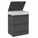 Market - Spalare si intretinere rufe - Uscatoare de rufe si accesorii - Cos de rufe cu capac, gri, 46x33x60 cm, poliratan - Infinity.ro