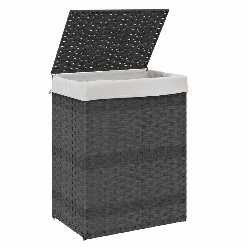 Market - Spalare si intretinere rufe - Uscatoare de rufe si accesorii - Cos de rufe cu capac, gri, 46x33x60 cm, poliratan - Infinity.ro