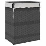 Market - Spalare si intretinere rufe - Uscatoare de rufe si accesorii - Cos de rufe cu capac, gri, 46x33x60 cm, poliratan - Infinity.ro