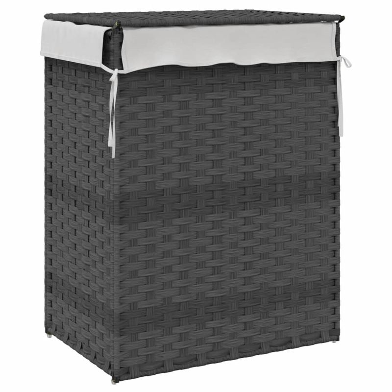 Market - Spalare si intretinere rufe - Uscatoare de rufe si accesorii - Cos de rufe cu capac, gri, 46x33x60 cm, poliratan - Infinity.ro