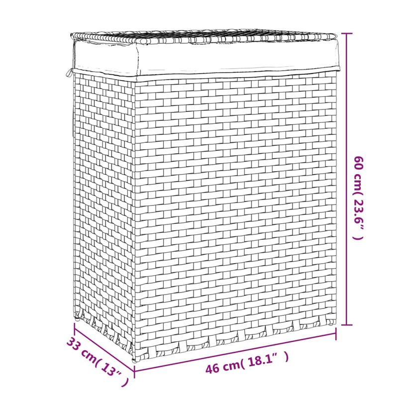 Market - Spalare si intretinere rufe - Uscatoare de rufe si accesorii - Cos de rufe cu capac, gri, 46x33x60 cm, poliratan - Infinity.ro