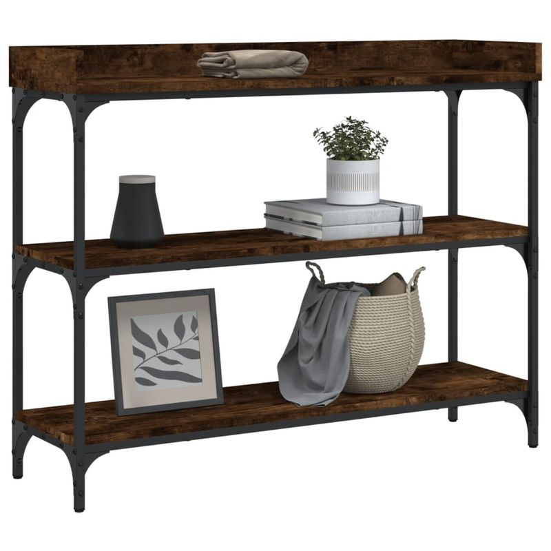 Casa si Gradina - Mobilier - Comode si corpuri - Console - Masuta consola cu rafturi, stejar fumuriu, 100x30x80 cm - Infinity.ro
