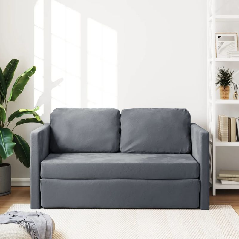 Casa si Gradina - Mobilier - Canapele si coltare - Canapele - Canapea extensibila de podea 2 in 1, gri inchis, 122x204x55 cm - Infinity.ro