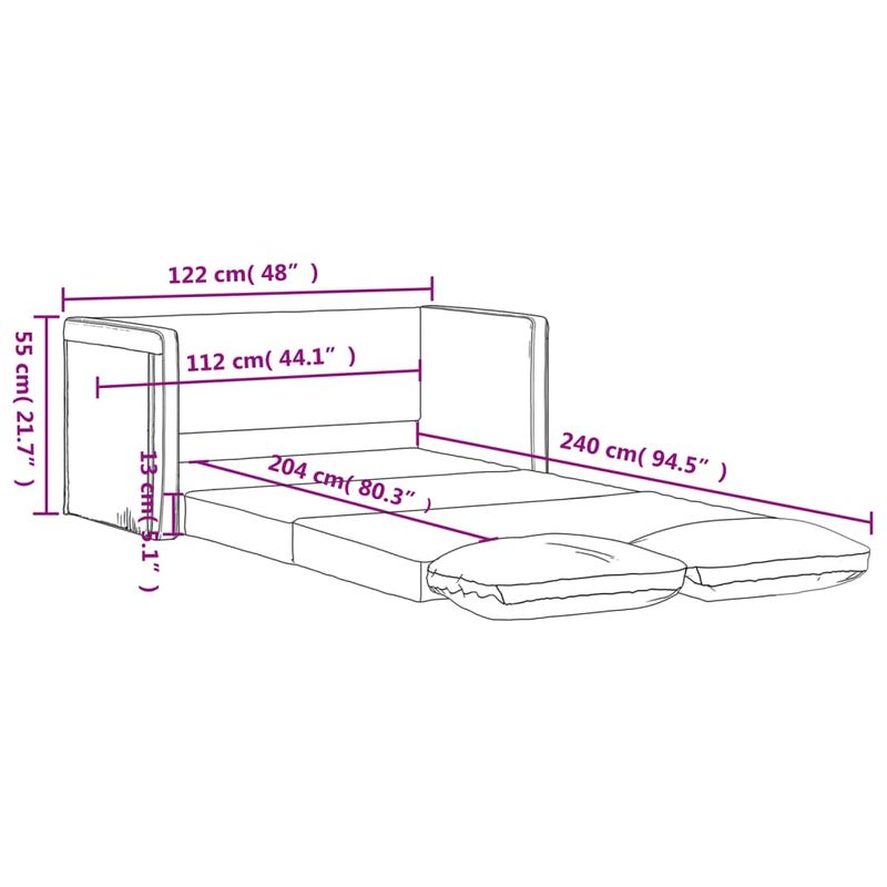 Casa si Gradina - Mobilier - Canapele si coltare - Canapele - Canapea extensibila de podea 2 in 1, gri inchis, 122x204x55 cm - Infinity.ro