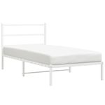 Casa si Gradina - Mobilier - Paturi si accesorii - Paturi - Cadru de pat din metal cu tablie, alb, 100x200 cm - Infinity.ro