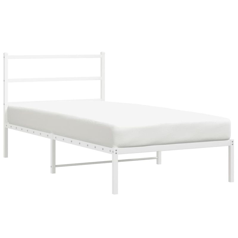 Casa si Gradina - Mobilier - Paturi si accesorii - Paturi - Cadru de pat din metal cu tablie, alb, 100x200 cm - Infinity.ro