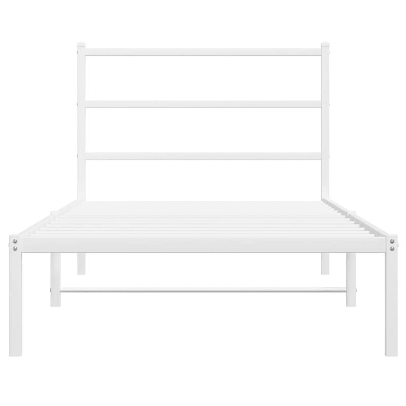 Casa si Gradina - Mobilier - Paturi si accesorii - Paturi - Cadru de pat din metal cu tablie, alb, 100x200 cm - Infinity.ro